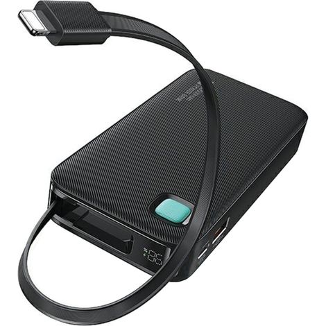 Batterie externe Usams avec câble Lightning rétractable 10 000 mAh PD 20 W Charge rapide Série XY Noir/Noir 10KCD22501 (US-CD225) (1/5)