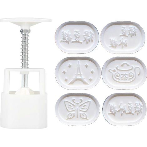 6 pièces moule à biscuits ovale pressé décoratif pour gâteaux de lune 100g DIY (1/4)