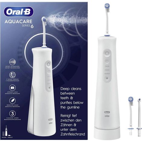 [NEUWERTIG] B-Ware Oral B Munddusche Zahnreiniger Aquacare 6 Oxyjet Weiß Wasserstrahl Zahnspange65