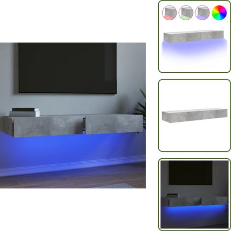 TV-Schränke mit LED-Leuchten 2 Stk. Betongrau 60x35x15,5 cm - TV Schrank - Beton Grau - Wohnwand - Regal - LED Beleuchtung (1/5)
