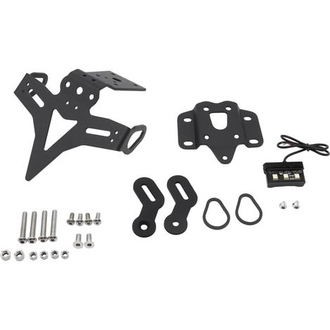 Support de Plaque d'immatriculation de Moto, Kit d'élimination des Ailes avec lumière LED, Universel Porte Plaque Immatriculation, Compatible avec MT-07 MT07 FZ-07 (1/5)