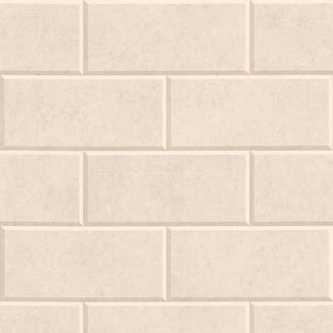 Empapelado aspecto piedra azulejos Profhome 343221 papel pintado no tejido ligeramente texturado de aspecto piedra mate beige blanco-crema 7,035 m2