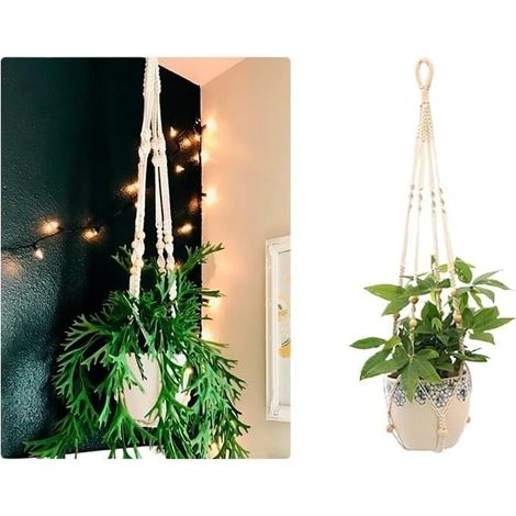 Panier suspendu en macramé pour plantes, support pot de fleurs fait main balcon (1/5)