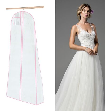 Housse de rangement pour robe de mariée,180 x 60 x 20 cm,housse de voyage pour robe de mariée,housse de rangement pour robe de mariée,housse de rangement pour costume de danse avec poche zippée,pour (1/5)