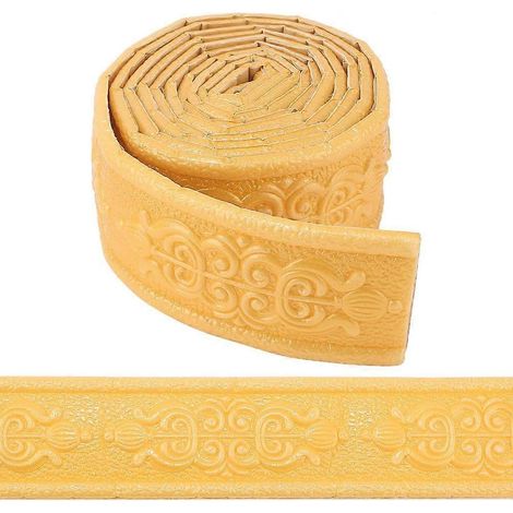 Bordure murale 3D vintage autocollante dorée 905 x 24 cm moulure murale adhésive flexible à coller au plafond (1/5)