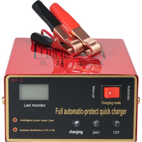 Chargeur De Batterie - 12 V 24 V - Pour Batteries Au Plomb Acide 6 V 12 V - Avec Protection Électronique Et Pinces - 1 Pièce