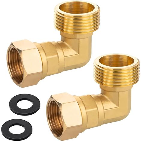 2 x Brass Movable Connector 1" AG x 3/4" IG 90° Elbow Pipe Elbow 1" to 3/4" Elbow 90° Elbow for Water Installations and Central Heating (1/5)
