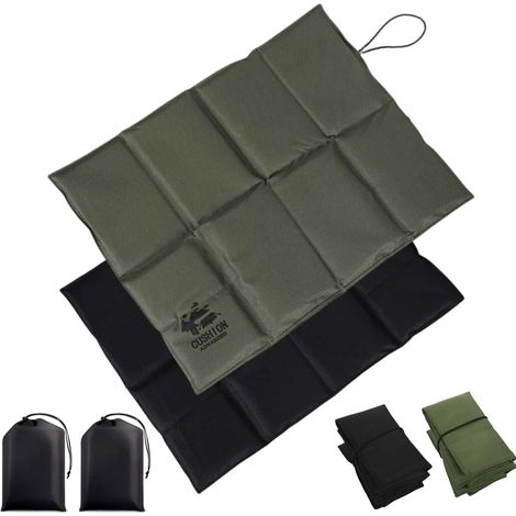 Coussin d'assise extérieur pliable et portable (lot de 2, 43 x 33 cm) — Imperméable, résistant à l'humidité, confortable et pliable (1/5)