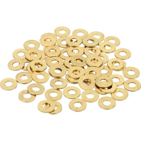 70Pcs Rondelle Métal Plate Laiton, Kit Rondelles M4 Cuivre Rondelles Écrasables Assortiment, 4mm DI, 10mm DE, 0.8mm Épaisseur pour Boulons Vis Réparation, Construction (1/5)