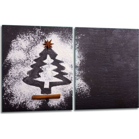 2 plaques de protection en verre pour cuisinière 40x52 Noël (1/5)