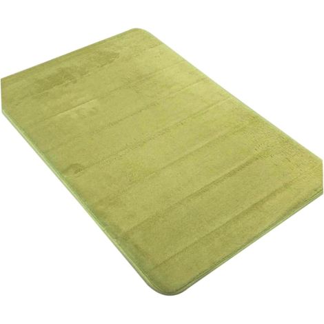 Tapis de sol antidérapant en mousse à mémoire de forme corail 40 x 120 cm, en velours vert, pour salon et salle de bain (1/5)
