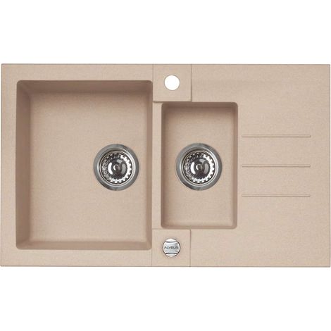 Alveus Rock - Lavello in granito 78x48 cm, con comando dello scarico, beige 1090954