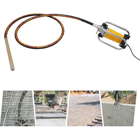 Elektrischer Betonr체ttler 2000 W, Betonr체ttelger채t, tragbarer Betonr체ttler mit 4 m R체ttelstange, Farbe gelb. (1/5)