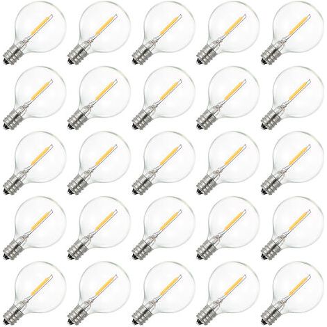 VURAHOME - AC230V Globe LED G40 Ampoule Lampe 25 Pack E12 Base Socket Holder IP44 Résistance à l'eau Blanc Chaud pour Guirlande Lumineuse Home Party Décoration De Mariage (1/5)