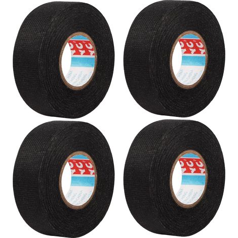 4 Pièces Scotch Tissu de Voiture, Ruban Chiffon de Voiture, Ruban Adhésif Isolant électrique Imperméable Haute Température pour Harnais de Cablage Voiture Moto, 19 mm x 20 M (1/5)