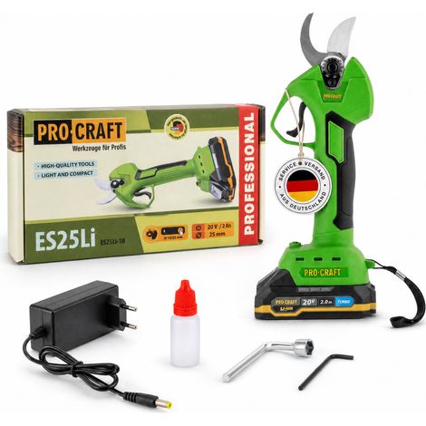 Sécateur à batterie Procraft ES25Li 20 V, 25 mm + 1 batterie 2,0 Ah + chargeur (1/5)