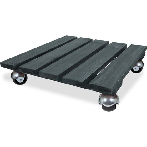 Roule-plantes Bois carré anthracite "Basics" 37,5 x 37,5 cm