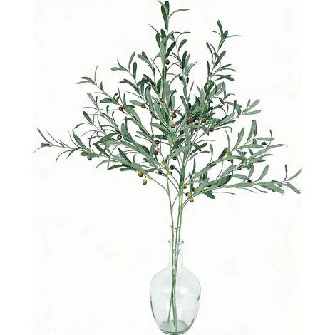 Branches artificielles d'olivier 110cm Grande Plante Artificielle Décoration Faux olivier pour vase, Maison, Chambre, Bureau, Décoration de table, Intérieur/Extérieur, Jardin, 3 pcs (1/5)