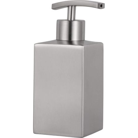 Dispensador de jabón de encimera para champú y loción de manos, acero inoxidable, capacidad recargable (1/5)
