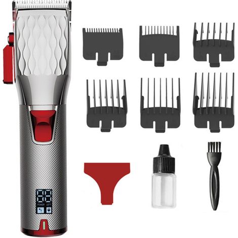 Professioneller elektrischer Haarschneider mit vollgeöltem Metallkopf, LCD-Bildschirm und Farbverlaufsanzeige. Ideal für Friseursalons.