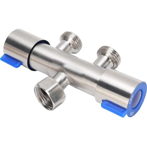 Répartiteur de tuyau d'arrosage, séparateur de robinet extérieur femelle G1/2 en acier inoxydable 304, 1 entrée et 2 sorties pour la cuisine (1/5)