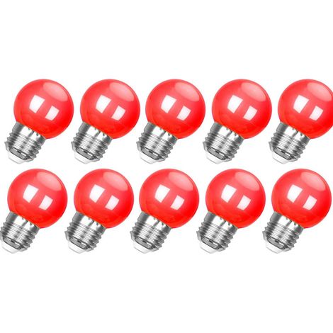 Ampoule LED sphérique G45 E27 couleur rouge 3 W AC220‑240 V non dimmable éclairage décoratif Halloween Noël et fêtes lot de 10 (1/5)