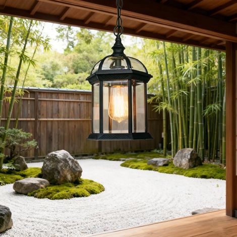1 Suspension Extérieure Verre Aluminium Câble Réglable IP65 Jardin Porche