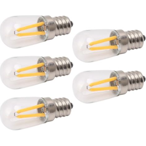 1 såld idag 5 st Kylskåpslampa Glödlampa Låg Värme Låg Power E12 LED Kylskåp Glödlampa 120V Varmt Ljus (1/5)