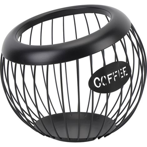 Panier Rangement Capsules Café - Diamètre 20 cm Hauteur 18 cm - Pour Bar Café Comptoir Bureau - Capacité 100+ Capsules - Fer (1/5)