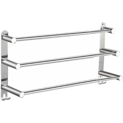 Porte Serviette Salle de Bain - Porte Serviette Extensible 43-75 cm - Porte Serviette Murale Acier Inoxydable sans Forage et Forage 2 méthodes d'installation