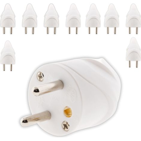 Lot de 10 fiches mâles coudées 16A 2P+T - blanc - (1/5)