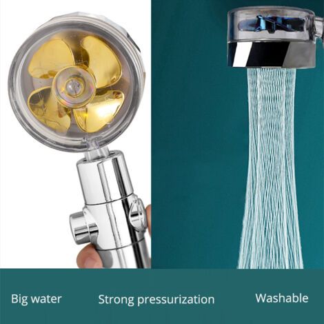Pomme de douche chaude économie d'eau débit 360 degrés rotatif avec petit ventilateur ABS pluie buse de pulvérisation haute (1/5)