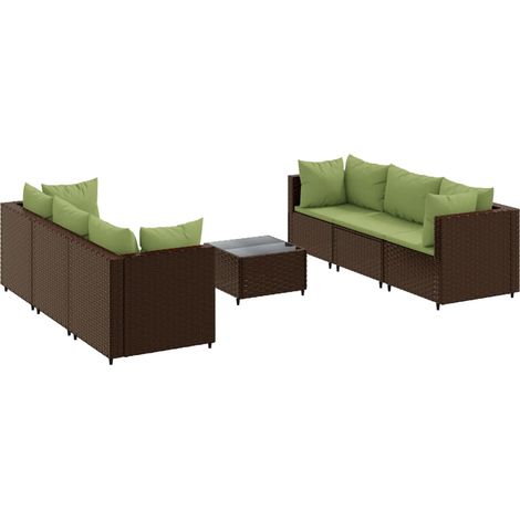 Set muebles de jardín 7 piezas y cojines ratán sintético marrón vidaXL (1/5)
