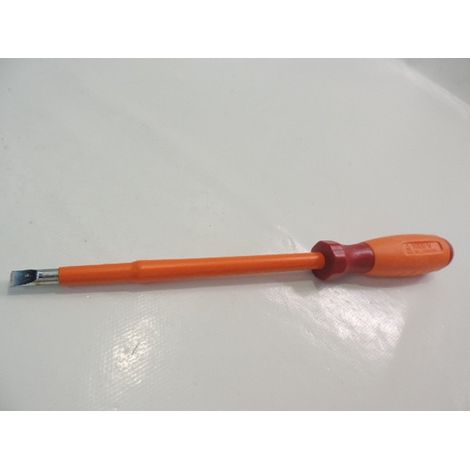 Tournevis plat 6.5x150mm isolé 1000V lame acier chromé manche bi-matière electricien pour vis tête fendue DERANCOURT TB6.5X150B (1/3)