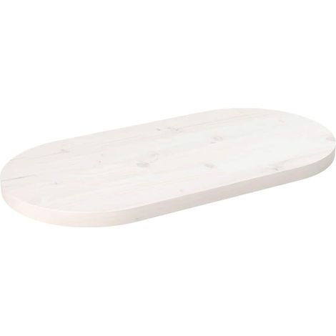 Tischplatte Weiß 80x40x2,5 cm Massivholz Kiefer Oval