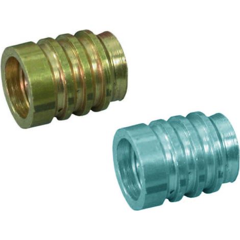 Bussolette Filettate - ø mm. 7x9 con filetto ø 5 MA in ottone nichelato - 100 pz