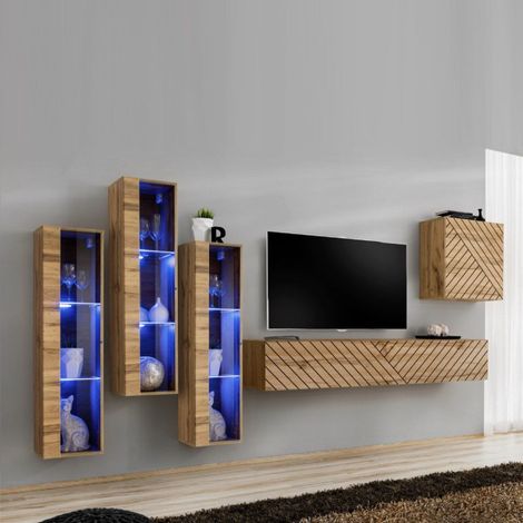 Ensemble Meuble TV "Switch Lamel XIII" 330cm Naturel (1/2)
