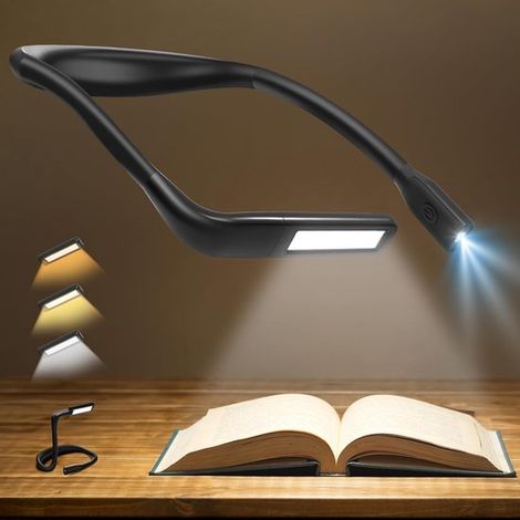 Lampada, lampada da tavolo, lampada da collo, lampada da lettura per il collo, lampada da collo ricaricabile, sorgente luminosa tricolore, base della lampada pieghevole, ruotabile a 270° (1/5)