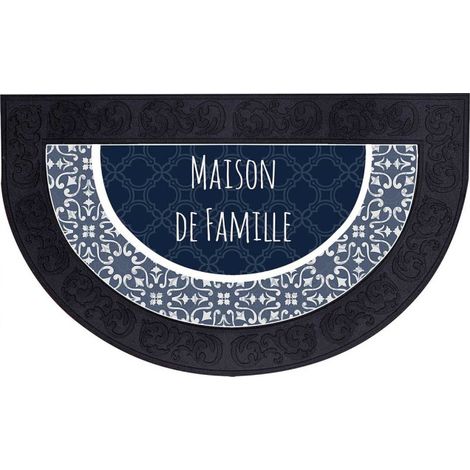 Tapis d'Entrée Demi-Lune "Eltea" 45x75cm Noir & Bleu