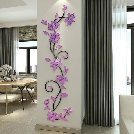 Fresque murale 3D en rotin, motif floral, pour salon, chambre, canapé, mur TV, autocollant créatif (1/4)
