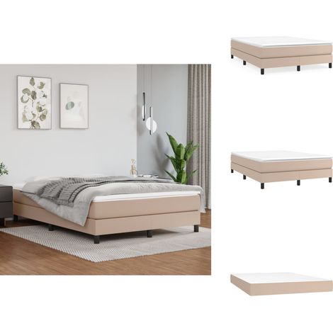 Boxspringbett Matratze Cappuccino-Braun 140x200cm Kunstleder - Boxspringbett - Doppelbett - Bettenrahmen - Kunstlederbett - Capucchino Braun