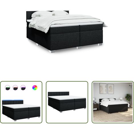 vidaXL Surmatelas - Sommier à lattes de lit avec matelas Noir 200x200 cm Tissu (1/5)