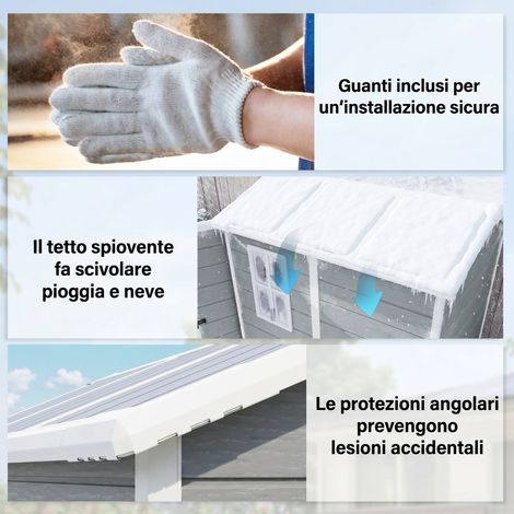 Coffre de rangement extérieur en résine gris, 1,3 x 1,8 m, avec plancher, porte sécurisée et fenêtre (1/5)