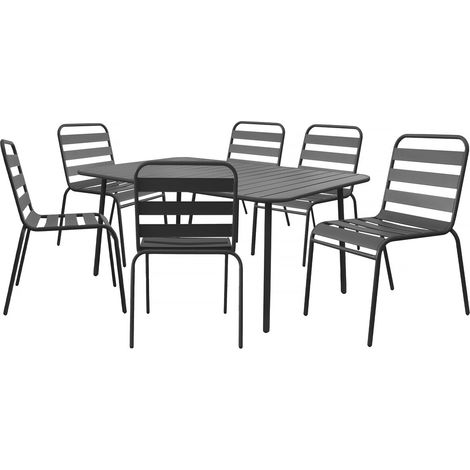Set da pranzo da giardino in metallo "Bilbao" - 6 posti - Grigio