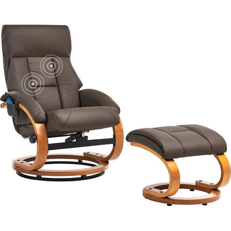 Massage Chair FORCE with Footstool Faux Leather Dark Brown (1/5)