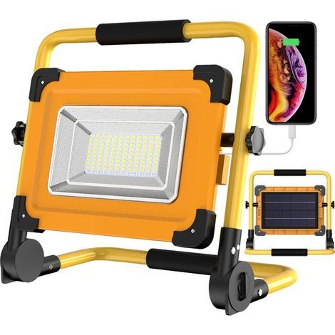 Projecteur Chantier LED Rechargeable Solaire 100W, 120 LED Lampe de Travail, 12000mAH Batterie Étanche USB Banque d'alimentation pour Réparation de Voiture, Garage, Camping NPTERBL (1/5)
