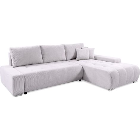 Ecksofa, gerade umwandelbar, 4-sitzig, Truhe Jonas aus Cord Blanc Cassé