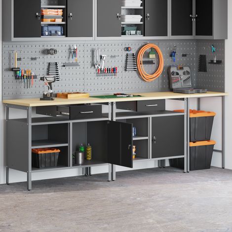 Vidaxl – Ensemble d'établi modulable 3 pcs – Acier enduit de poudre – Charge maximale 300kg – Étagères métalliques pour rangement efficace