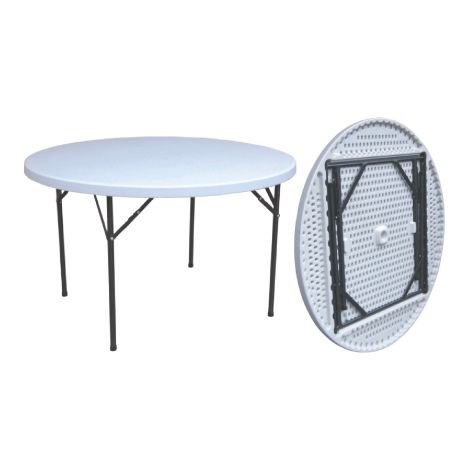 Table ronde structure en acier pliante en PEHD haut 152x74 cm table de pique-nique camping
