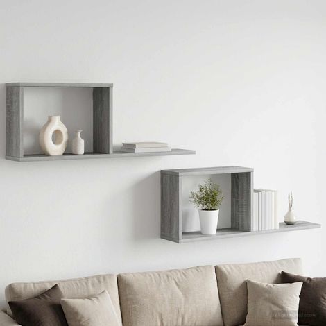 vidaXL Floating Shelves 2 pcs Grey Sonoma 80 x 15 x 30 cm (1/5)